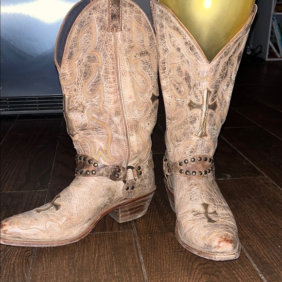 Tan Western Cowboy Boots-Authentic Real Leather - Picture 2 of 5